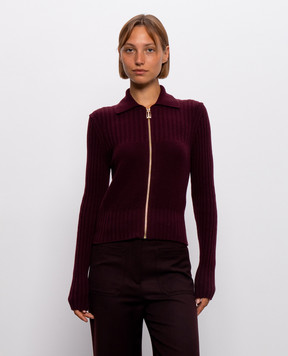 Victoria Beckham Burgundy wool and cashmere cardigan 1326KJU007313A