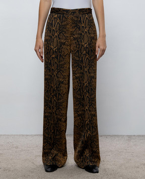 Twinset Brown pants with reptile print 262TT2591