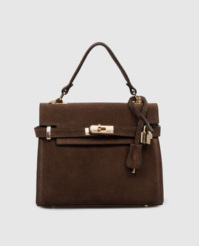 Gianni Notaro Brown suede satchel bag SUEDE with pendant 099SUEDEORO