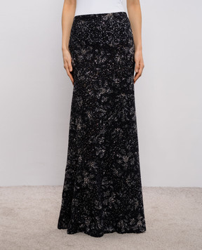 Ermanno Scervino Black maxi skirt with crystals D482O381CTEKW
