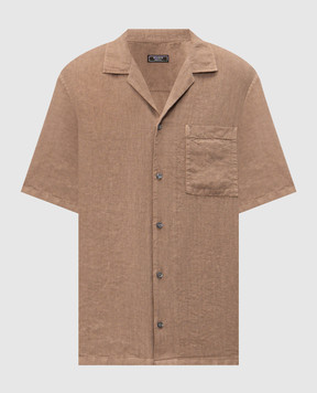 Peserico Brown linen short-sleeved shirt R56049T002494