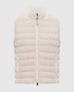 Brunello Cucinelli Beige down vest with sequins M0DVT7776