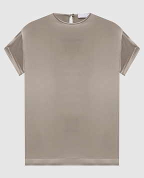 Brunello Cucinelli Khaki silk blouse with chain M0C59DE310