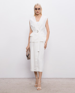 Brunello Cucinelli White double-layered dress with linen MH126AFV11