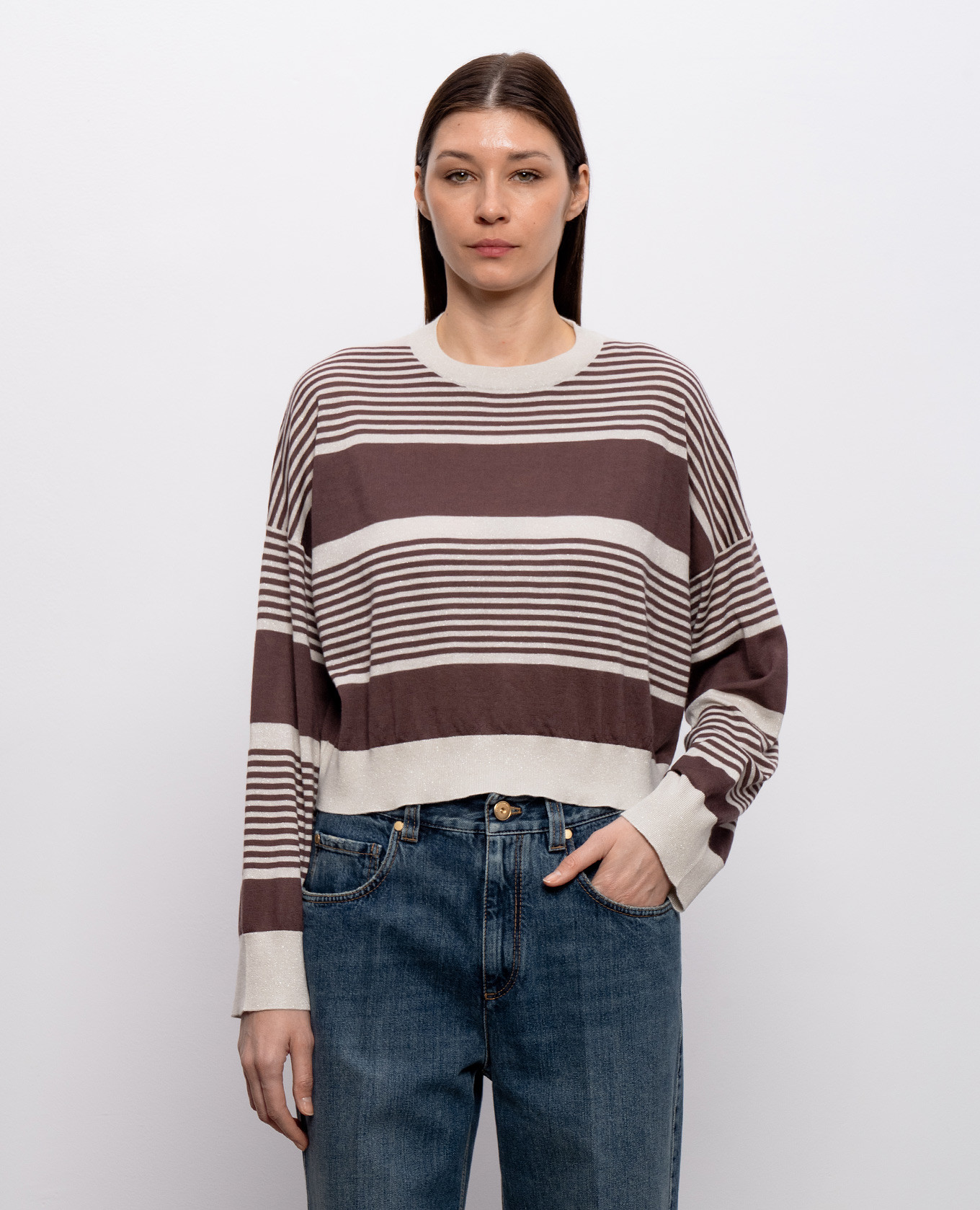 

Beige cashmere and silk striped jumper Brunello Cucinelli, Violet