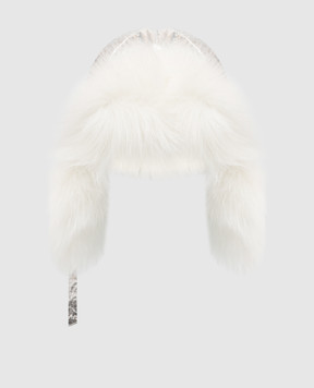 Yves Salomon Enfant Children's silver fox fur earflap hat 23WEA015XXDOXW