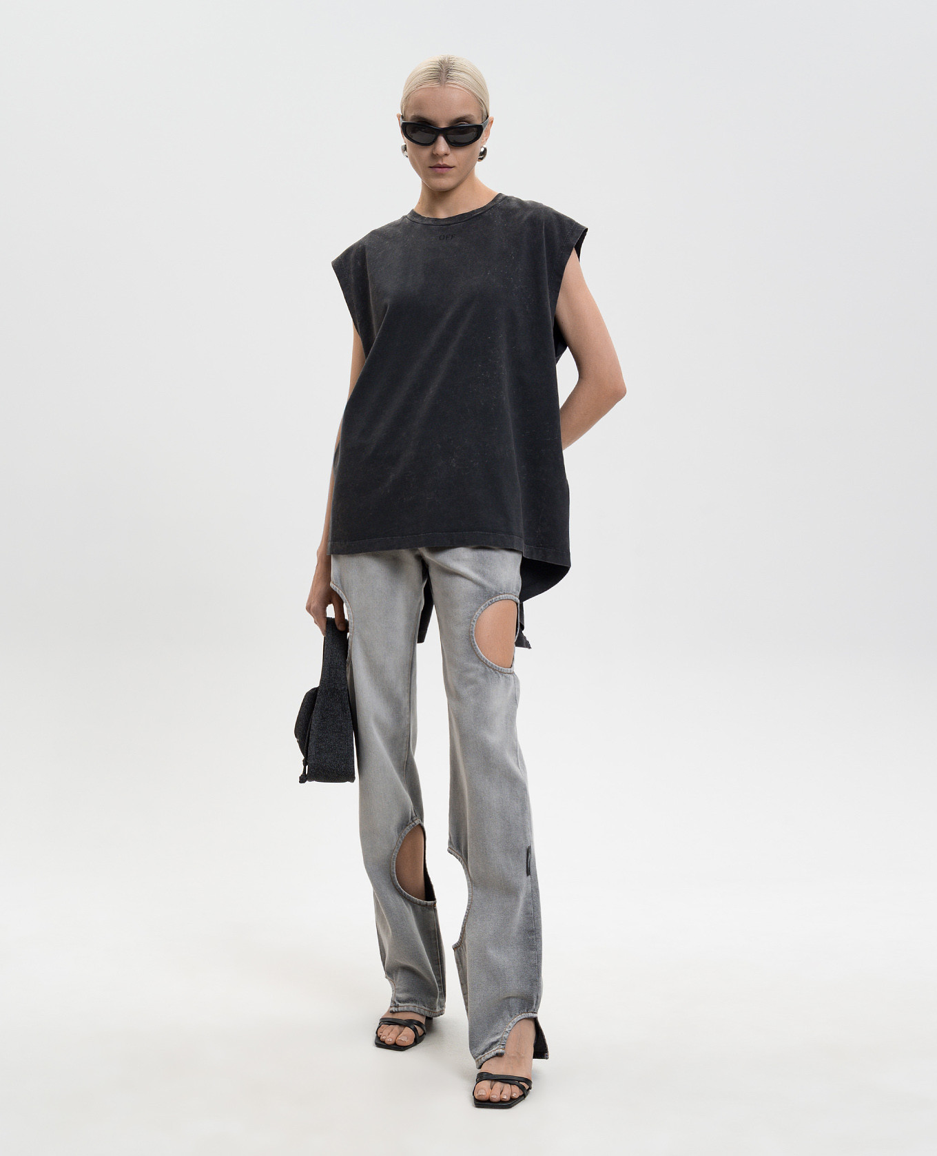 

Butterfly grey top with vintage effect Off-White