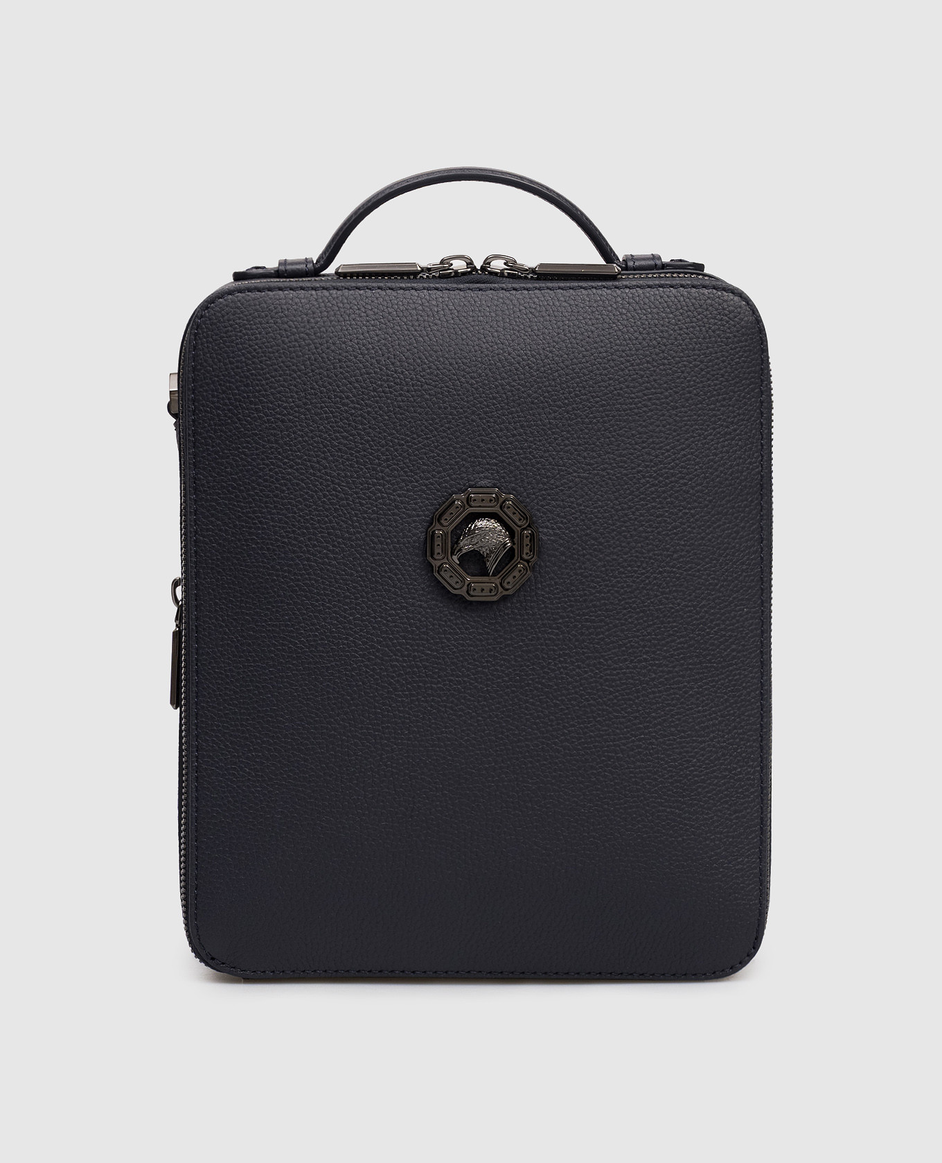 

Blue leather bag with ruthenium-plated emblem Stefano Ricci
