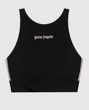 Palm Angels Black top with logo print PWVO039S26FAB001