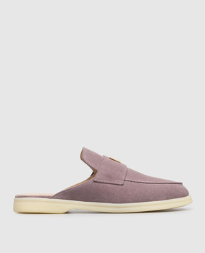 Babe Pay Pls Purple suede mules with logo engraving 231108ZA