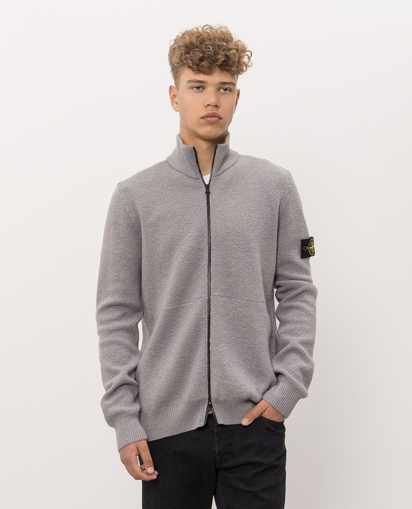 Gray wool cardigan Stone Island 3