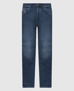 Brunello Cucinelli Blue jeans with embroidered emblem M0Z37X1290