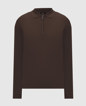 Stefano Ricci Brown wool and silk polo shirt with patch K606426Z35F26314