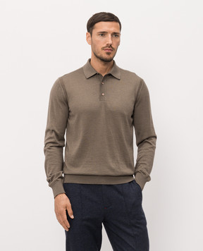 Stefano Ricci Brown cashmere and silk polo shirt K606125P03F26302