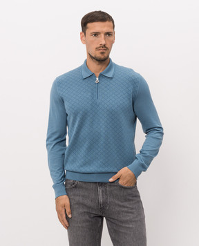 Stefano Ricci Blue cashmere and silk polo shirt K808114P30F26379