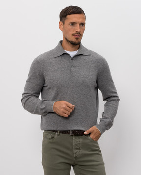 Brunello Cucinelli Gray cashmere polo shirt M2200295