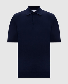 Brunello Cucinelli Blue polo with piping M29800125