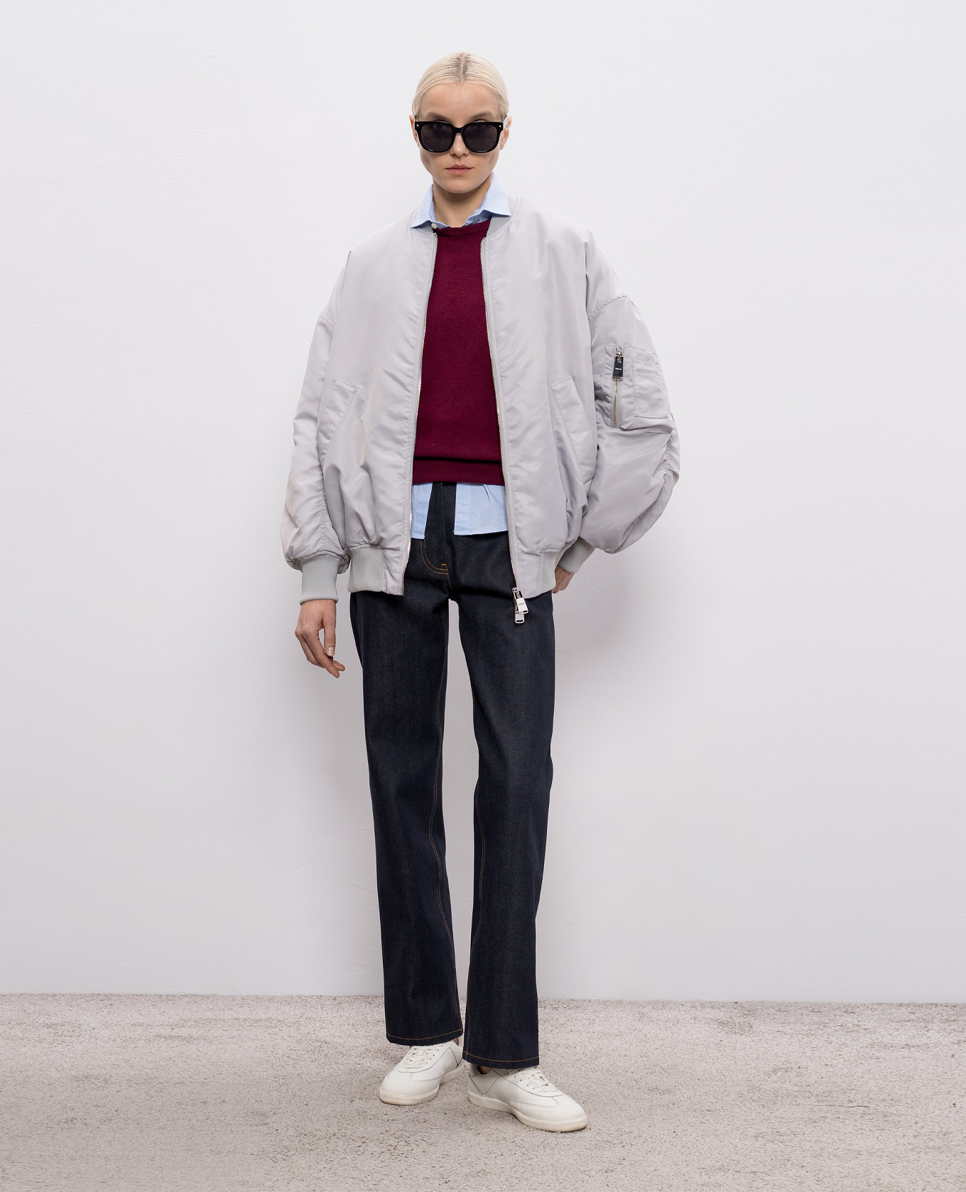 

Gray bomber jacket with drape Dondup, Grey