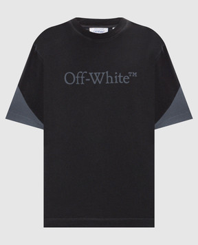 Off-White Blue t-shirt with logo print 44MAA120F26J01D