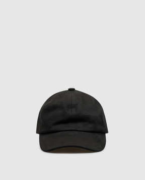 CAPOBIANCO Black cap with logo engraving 21MC1MN00