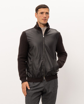 Enrico Mandelli Brown cashmere jacket with deerskin 4K211A5519