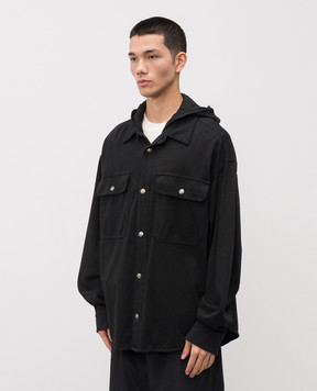 Palm Angels Black hooded shirt PMES021F24FAB001
