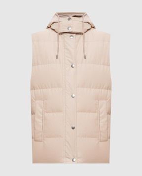 Peserico Beige down vest with monil chain A0347103182