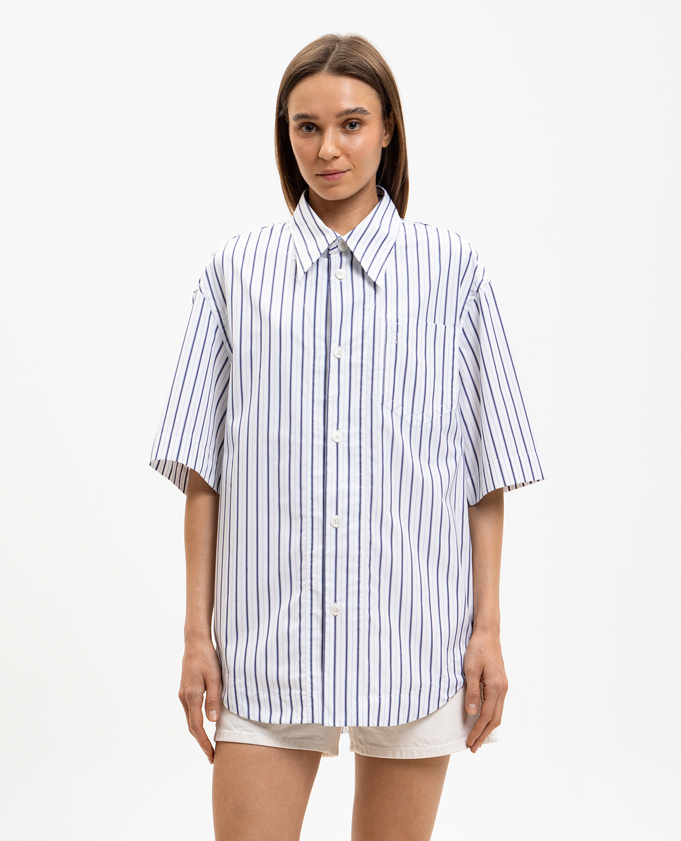 

White striped shirt with emblem Ami Paris
