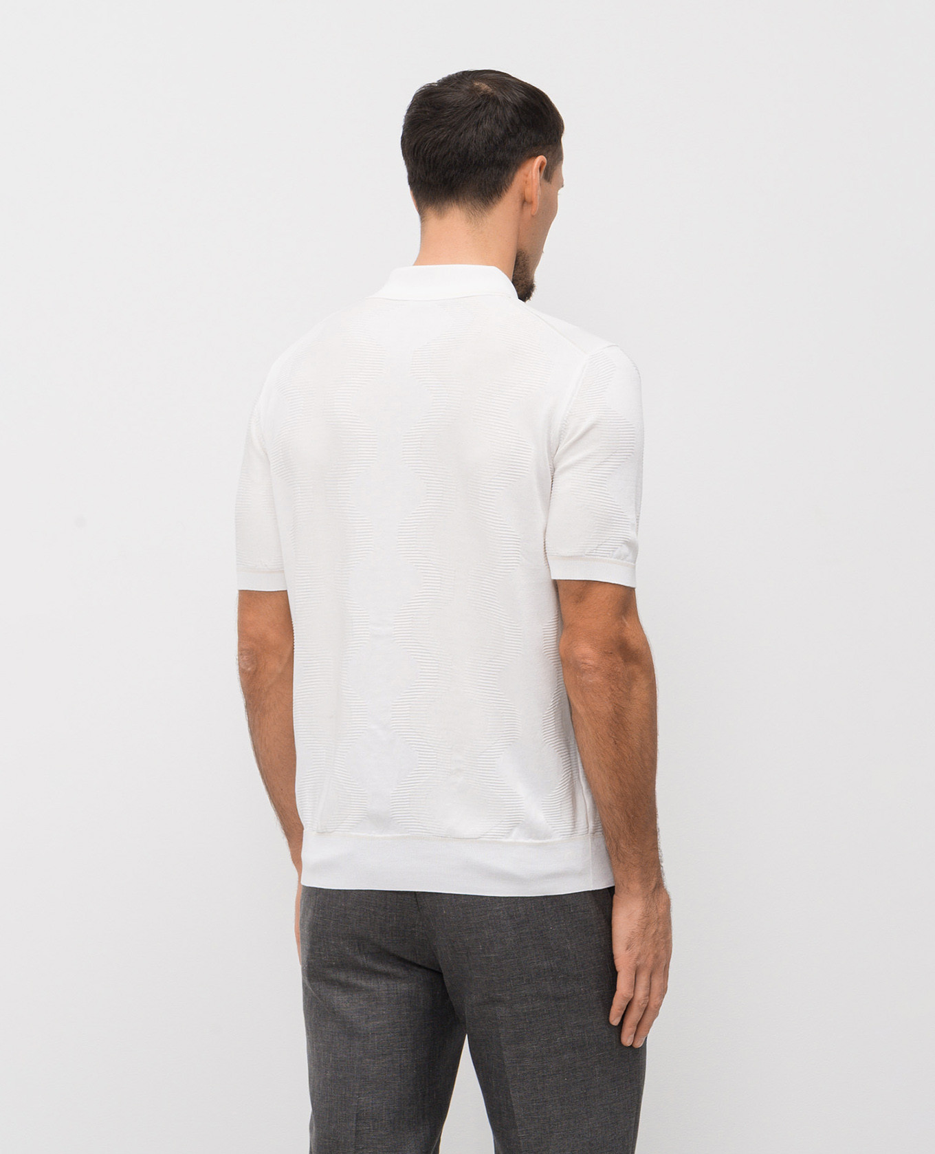 White polo shirt with patterned silk Stefano Ricci 4