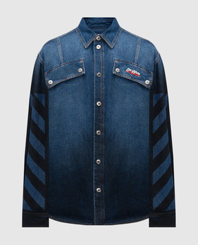 Off-White Blue denim shirt with logo embroidery OMYD05NF25DEN001