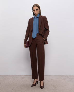 Brunello Cucinelli Brown wool pants with monil chain MP553P9294