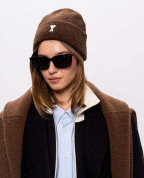 Ami Paris Brown alpaca wool hat UBO005KN0135w