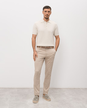 Canali Beige cotton polo shirt with a pattern MK02466C0127