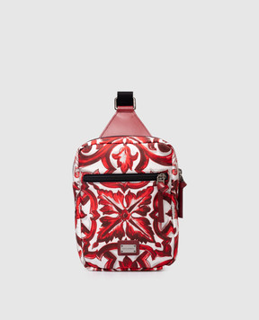 Dolce&Gabbana Children's white sling bag with Majolica print EM0142A0546