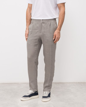 Kiton Gray linen pants UPN01H09690