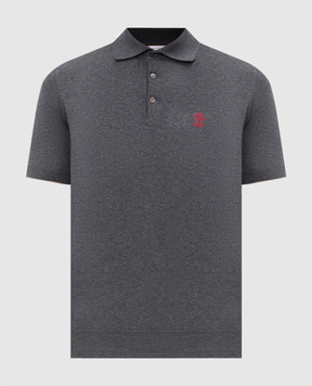 Brunello Cucinelli Grey polo shirt with embroidered emblem M29800195