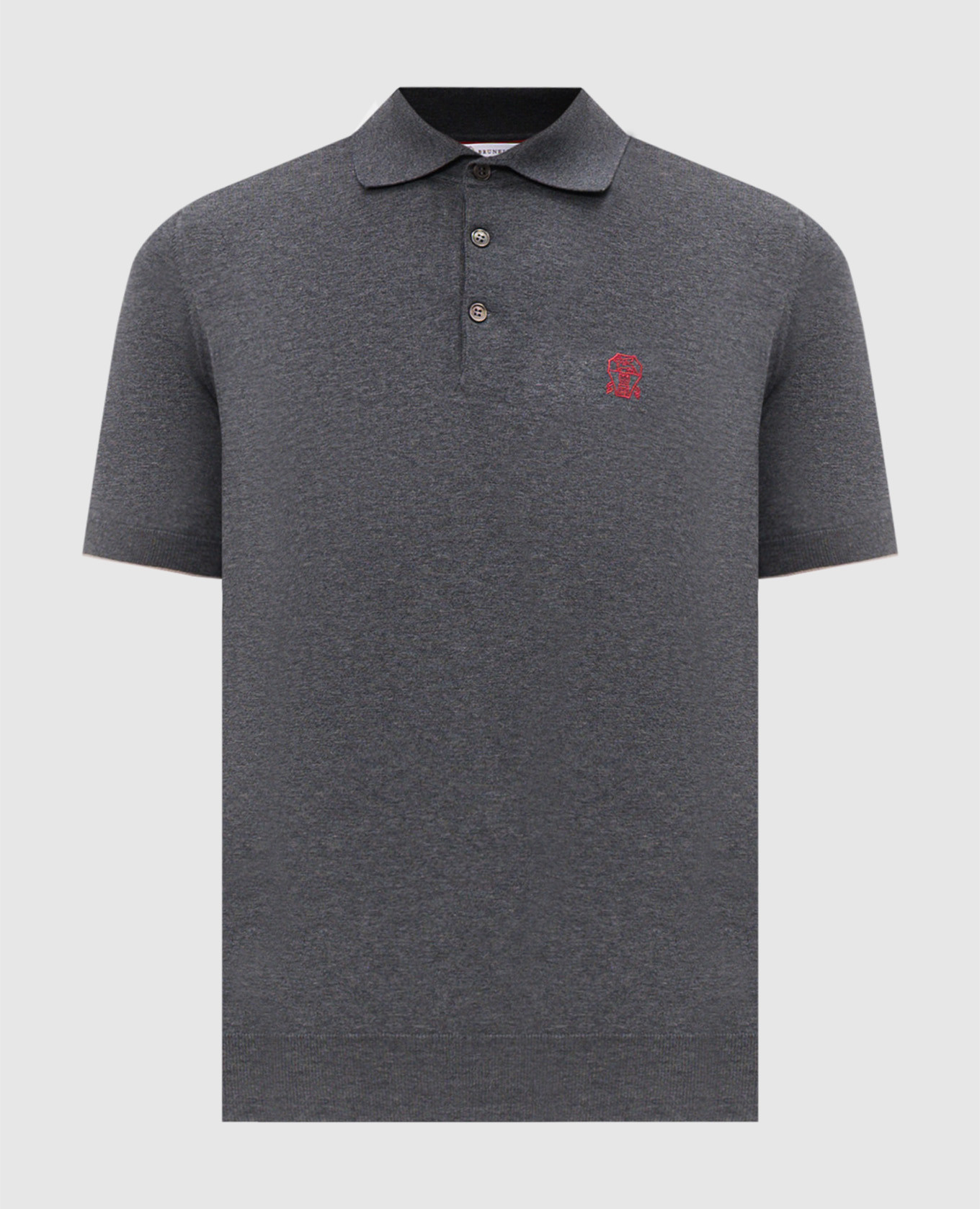 

Grey polo shirt with embroidered emblem Brunello Cucinelli