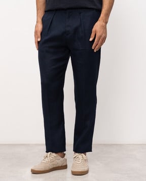 Officina 36 Rapallo blue linen pants 0272808723