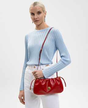 Versace Red leather female pouch bag with textured emblem 10243201A17449