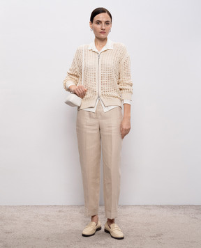 Peserico White silk blouse with monil chain A0688207325
