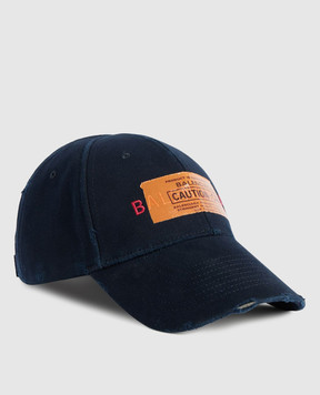 Balenciaga Blue cap with logo embroidery A001UK410B2
