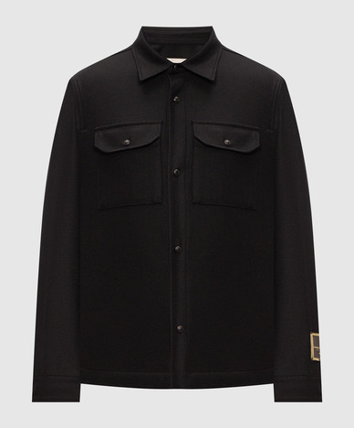 Black wool and cashmere shirt
