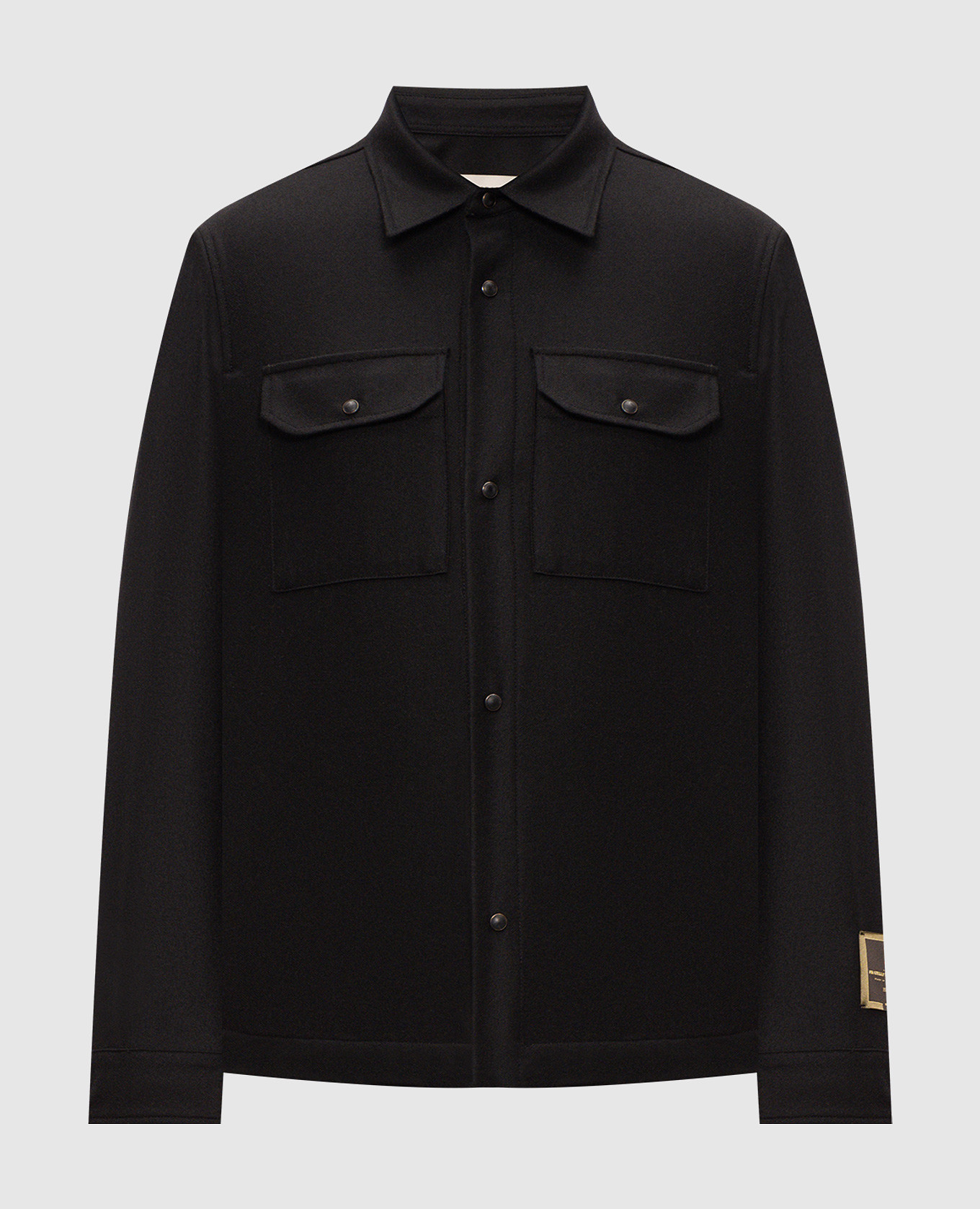 Black wool and cashmere shirt