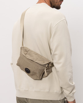 C.P. Company Khaki bag with logo patch MAC117A005269G