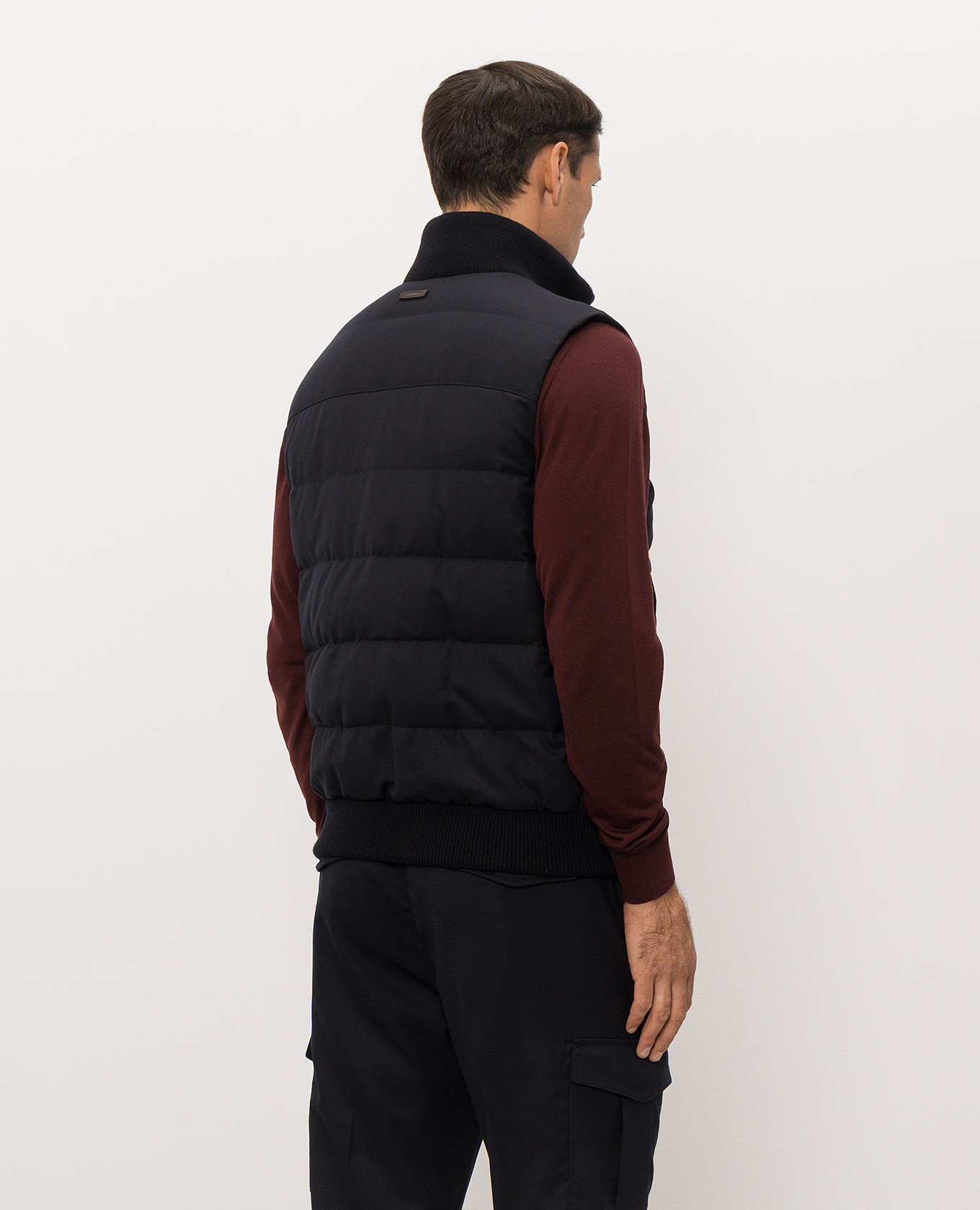Navy blue wool down vest Peserico 4