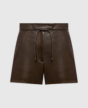 Max Mara AMACA leather shorts in khaki MXMAMACA