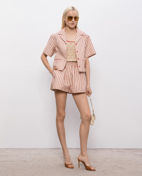 Fendi Beige T-shirt with textured geometric pattern FZXF01AWIM