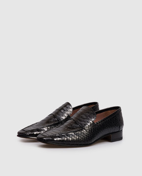 Paris Texas ALAIN black leather loafers with reptile leather embossing PX1898XPTAC