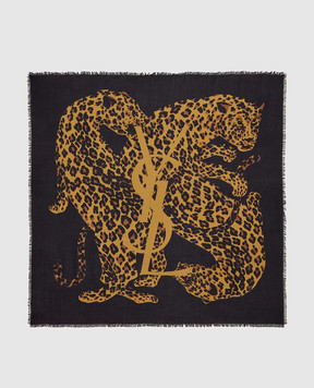 Saint Laurent Leopard-print wool scarf 8340523Y200