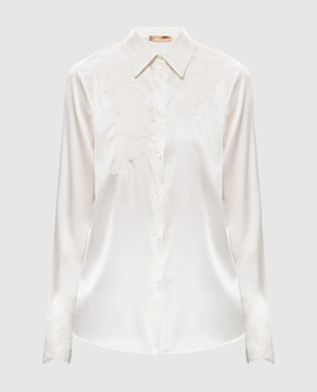 Ermanno Scervino Life Ivory silk blouse with lace D494K606TBW